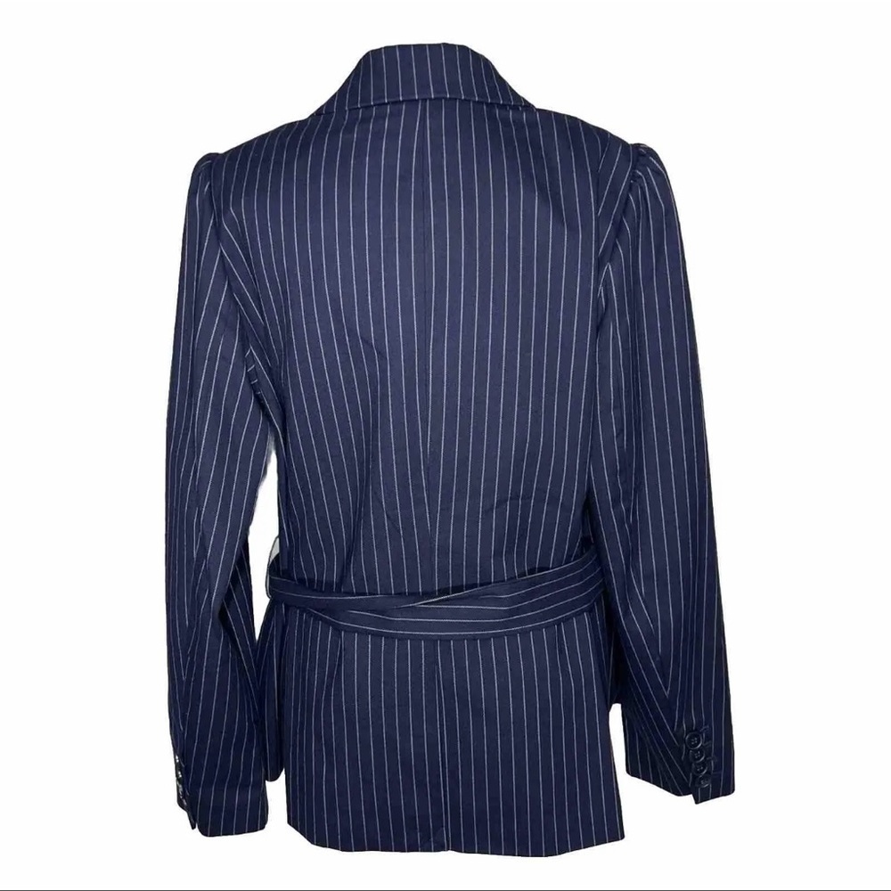 Lane Bryant Belted Blazer Navy Size 14 Classic Suit Coat Jacket Formal Business - Picture 2 of 15